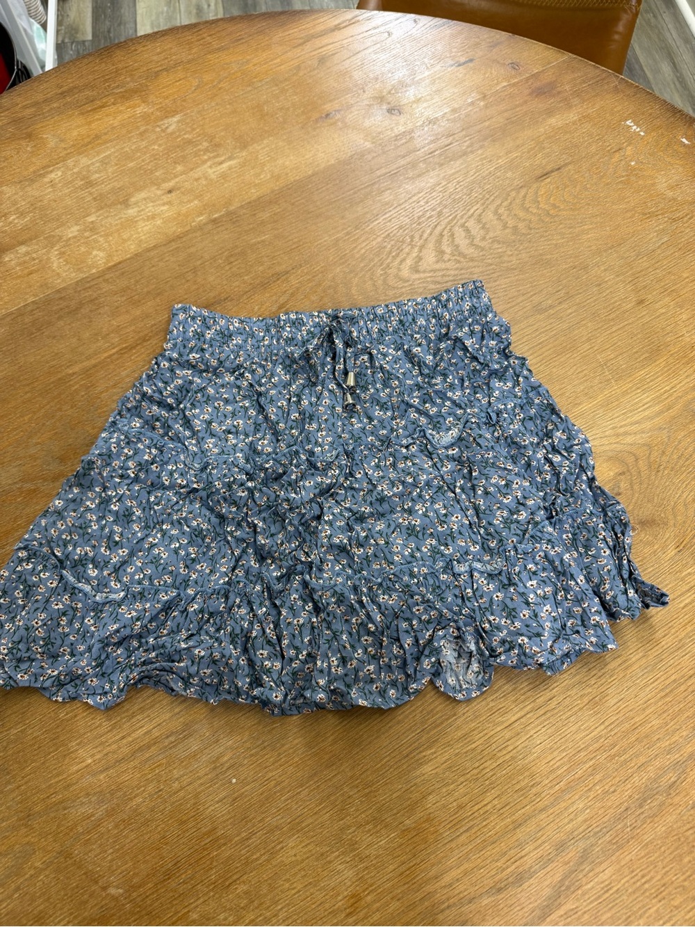 Blue Floral Ruffled Women's Skirt